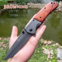 ราคา browning มีดพับพกพา มีดพับ มีดพับสวยๆเท่ๆ FOLDING KNIFE ด้ามไม้ เหล็กใบมีดสแตนเลส มีดยาว 22.5ซม. (14650481475)