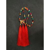 ราคา สร้อยคอปักม้งแต่งพู่ไหมญี่ปุ่นสีสดใส (10394600071)