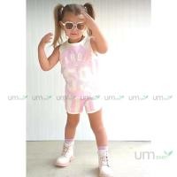 ราคา ตุ๊กตาบาร์บี้ ชุดกางเกงขาสั้นยางยืดเด็กผู้หญิงอายุ 3-4 ปีแขนกุดสีชมพูทรงสปอร์ตชุดเด็กทารก เซอร์พลัส (44108827853)