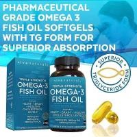 ราคา Viva Naturals Triple Strength Omega 3 Fish Oil Supplement 2500 mg Fish Oil with Re-Esterified 180 Softgels (42412063631)