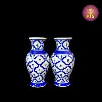 ราคา (ราคาต่อคู่) แจกันเซรามิก ลายสับปะรด หิ้งพระ โต๊ะหมู่ บูชา แจกันลายคราม แจกัน (40852038057)