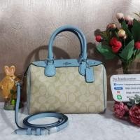 ราคา COACH F58312 MINI BENNETT SATCHEL IN SIGNATURE COATED CANVAS COLOR : SILVER/LIGHT KHAKI/CORNFLOWER (1078399354)