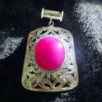 ราคา จี้เงินแท้ลายฉลุทับทิมหลังเบี้ย (25606911182)