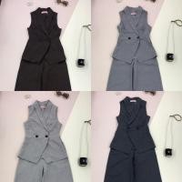 ราคา [LISA] A0394 ชุดเซตเสื้อสูทแขนกุดกระดุมหน้ากางเกงขายาว เรียบหรูดูแพง ใส่ออกงาน ใส่ทำงาน คาเฟ่ (29451749102)