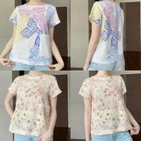 ราคา U7เสื้อคอปาดแขนสั้นผ้าลินินพิมพ์ลายสวยๆ (29123336364)