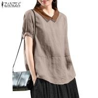 ราคา Zanzea เสื้อเชิ้ตแขนสั้นลําลอง ผ้าฝ้าย ทรงหลวม สีพื้น สไตล์เกาหลี สําหรับผู้หญิง (23143864391)