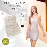 ราคา ป้าย Nittaya size M เดรสเกาะอก ผ้าทวิต สีชมพู เดรสเวียดนาม (25823579413)