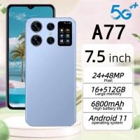 ราคา สมาร์ทโฟน A77 7.5 นิ้ว 16GB+512GB Android ราคาถูก โทรศัพท์ เรียนรู้โทรศัพท์ รับประกัน 1 ปี COD (28236039234)