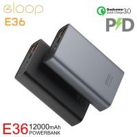ราคา Eloop E36 แบตสำรอง 12000mAh รองรับชาร์จเร็ว Quick Charge 3.0/2.0 + Apple PD + Fast Charge Power Bank (2010445975)