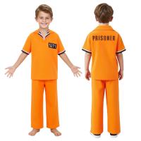 ราคา Inlzdz Unisex เด็กชายหญิงนักโทษเครื่องแต่งกาย Jail Criminal ชุด Turn-Down Collar แขนสั้นกลับพิมพ์หลวม Top และ Elastic เข็มขัดสองกระเป๋ากางเกงขายาวสําหรับคอสเพลย์ (44012714227)