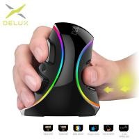 ราคา Delux M618 PLUS Ergonomics เมาส์สําหรับเล่นเกมแนวตั้ง 6 ปุ่ม 4000 DPI RGB แบบมีสาย/ไร้สายขวามือเม้า (29112672455)