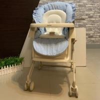 ราคา เก้าอี้ไฮแชร์ (เก้าอี้ทานข้าว & เปลไกว) ยี่ห้อ Aprica สีฟ้าเบาะระบาย พร้อมซัพพอร์ต (6107724034)