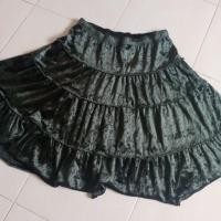 ราคา กระโปรงกำมะหยี่ทรงบานสีเขียวหัวเป็ด (21075905335)