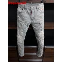 ราคา Dsquared2 กางเกงยีนส์วินเทจสำหรับผู้ชาย กางเกงขายาวทรงสลิมพ่นสีเรียบง่าย A606 (43312116542)