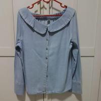 ราคา (มือ2)เสื้อยีนส์แขนยาว คอบัว กระดุมหน้า (12649366511)