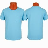 ราคา เสื้อเปล่า สีฟ้าอ่อน เสื้อสีพื้น เสื้อยืดมีกระเป๋า Cotton เกรด Comb 100% No. 30 (เกรดดีที่สุดของผ้า Cotton) (41802191010)