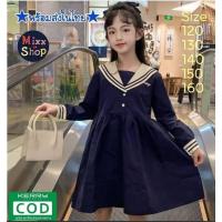 ราคา M0147 เดรสเด็กผู้หญิง ชุดกระโปรงเด็กหญิง ชุดกระโปรงสไตล์กะลาสีเรือ ชุดเด็กหญิงสีกรม ชุดกระโปรงทหารเรือ (15700702460)