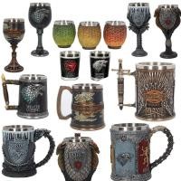 ราคา Retro Stainless Steel Resin Beer Mug Song of Ice and Fire Viking Pirate Tankard whisky Wine Glass Cup Drinkware Bar Deco (23753986660)