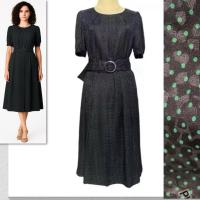 ราคา PAUL STUARTแบรนด์หรูอเมริกาblack silk dress with green dotsเดรสผ้าไหมสีดำลายจุดเขียว (24338261171)