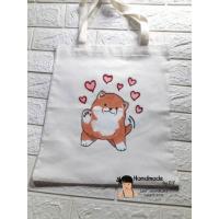 ราคา กระเป๋าผ้าดิบ เพ้นท์ลายหมาชิบะ (6302454129)