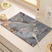 ราคา [ BH ]เสื่อห้องครัวถ้วยแห้งแผ่นหินอ่อนออกแบบ Diatomite เสื่อนุ่มดูดซับเสื่อเสื่อเสื่อท่อระบายน้ำอ่างล้างจานความร้อนต่อต้านการลื่นรองโต๊ะกาแฟเสื่ออุปกรณ์เคาน์เตอร์ (27401942507)