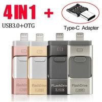 ราคา แฟลชไดรฟ์ Usb สําหรับ iPhone &amp; ไอแพด &amp; โทรศัพท์ Android ที่เก็บข้อมูลภายนอก 128GB Lightning &amp;หุ่นยนต์ &amp; USB 4 IN 1 Pendrive Usb Stick (29953277209)