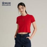 ราคา Mc JEANS เสื้อยืดแขนสั้นผู้หญิง ทรงสลิมครอป คอกลม (Online Exclusive) MTTZA31 (42608558461)