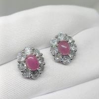 ราคา ต่างหูทับทิมทับทิมแท้หลังเบี้ยสีชมพูอ่อน size 5 * 7 ตัวเรือนทองเหลืองชุบทองขาว (28788094838)