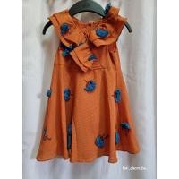 ราคา ชุดเดรสเด็กKloset_sz.3-4Y_สีส้ม (25013677585)