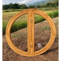 ราคา วงกบกลมไม้สักแท้ วงกบคาเฟ่ วงกบไม้สัก 2 ช่อง บานเปิด ส่งฟรี!!! (16392270146)