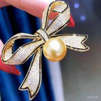 ราคา เข็มกลัดแฟชั่น Seiko Micro-Inlaid ทองคำเคลือบ เพียรล์ พร้อมโบว์ สำหรับ corsage และอุปกรณ์เสริม DIY (44157059354)