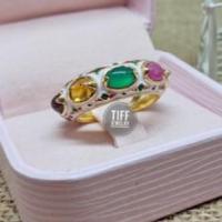 ราคา Tiffjewelry แหวนพิรอดนพเก้า แหวนเงินแท้ประดับพลอยแท้นพเก้าตามตำรา ชุบทอง (29666890728)