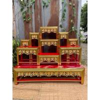 ราคา โต๊ะหมู่บูชางานไม้สักขาหวาย หมู่9หน้า10 งานแกะสลักปิดทอง สวยหรูแกะสลักปิดทองสวยงาม (27472041407)