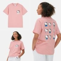 ราคา (ของแท้) Primark x Hello Kitty เสื้อยืดลายคิตตี้ สีชมพู ด้านหน้าปักลายคิตตี้ ด้านหลังลายสกรีนคิตตี้ (26323482999)