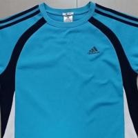 ราคา ADIDAS Climalite เสื้อกีฬา3แถบ ผ้าวาฟเฟิลสีฟ้าสด มือสองสภาพดี (29626094978)
