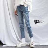 ราคา กางเกงยีนส์ขาดเข่า ขาเต่อ ทรงกระบอกเล็ก สไตล์เกาหลี (S-XL) (391968539)