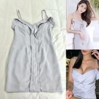 ราคา เดรสสั้นออกงาน S สีเทา ซิปหลัง เซ็กซี่มากก งานป้าย (44062451498)