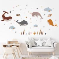 ราคา น่ารักยูนิคอร์นปลาวาฬการ์ตูนสติ๊กเกอร์ติดผนังห้องนั่งเล่นโซฟาพื้นหลังตกแต่งผนังสติ๊กเกอร์ (18481440785)