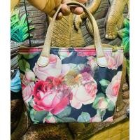 ราคา กระเป๋าถือผ้าไหมอิตาลีกันน้ำพิมพ์ลายกุหลาบวินเทจ (24955417306)