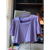 ราคา เสื้อยืดแขนตุ๊กตาสีม่วงพาสเทลแบรนด์ฝาแฝด (22127845849)