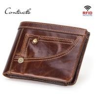 ราคา Contacts กระเป๋าสตางค์ ผู้ชาย หนังแท้ กระเป๋าเงิน กระเป๋าตัง Genuine Leather Wallet Men RFID Portfel Card พร้อมกล่อง (3260116222)