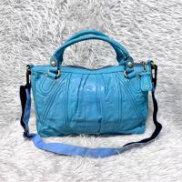 ราคา กระเป๋าหนังแท้100%สีฟ้าถือได้สะพายได้Juicy Coutureแท้(รหัส ดอกไม้255) (27279819223)