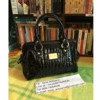 ราคา กระเป๋าAnne Klein แท้มือสองสีดำหนังแก้ว (2559256585)