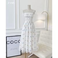 ราคา เดรสผู้หญิง แมกซี่ลายดอก2สายทรงบานทําจากผ้าโฟมปักดอกไม้ ซามี ออกแบบมาเพื่อออกงานปาร์ตี้-2061 (26153994410)