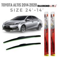 ราคา ที่ปัดน้ำฝน ใบปัดน้ำฝน ซิลิโคน ตรงรุ่น Toyota Altis 2014-2020 ไซส์ 26-14 ยี่ห้อ Diamond กล่องแดง จัดส่งไว (23459122628)