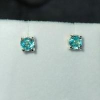 ราคา S52ต่างหูเงินแท้พลอยเพทายสีฟ้าพร้อมส่ง (24336751803)