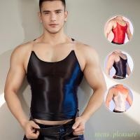 ราคา เสื้อกล้ามสายเดี่ยวสำหรับผู้ชายเซ็กซี่ยืดหยุ่นสูงบางมันวาวและเรียบเนียนฟิตเนสสำหรับผู้ชาย (29586295532)