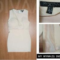 ราคา เดรสสั้นสีไข่ไก่ งานป้าย MY WYNN(S) มือ2 ทรงสวย แต่งแถบซีทรู หวานซ่อนเปรี้ยวจ้า (6242766136)