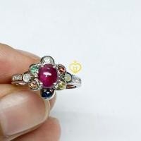 ราคา Jewchanแหวนนพเก้าแท้ตามตำราพลอยแท้ทุกเม็ด ทับทิมเม็ดกลางขนาด 5*6 มิล เพชรczตัวเรือนเงินแท้หมายเหตุขนาดแหวนได้ค่ะ (22282827859)