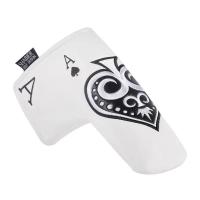 ราคา Poker Ace of Spades Design White PU Synthetic Leather Golf Magnetic Headcover Blade Putter Cover (26312510774)